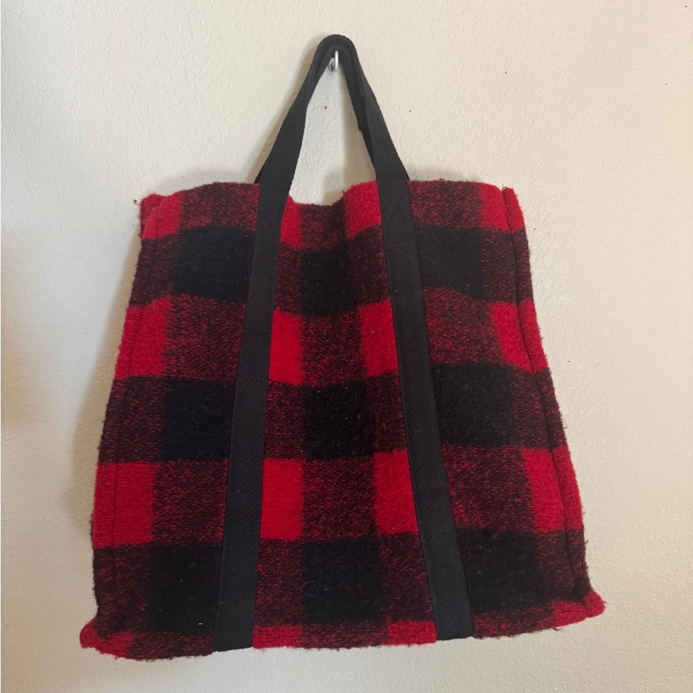 Isabel Marant Plaid Red and Black Tote Bag